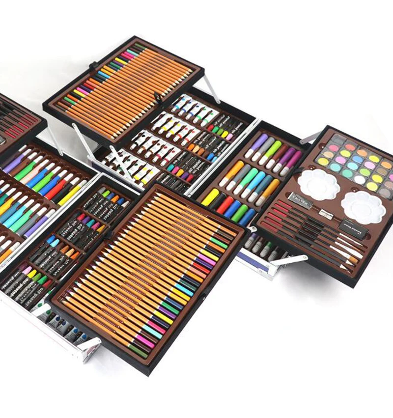 Spardar kit disegno per Bambini, 145 Pezzi Valigetta Colori Deluxe con Scatola Alluminio Portatile, Kit da Disegno con Pastelli a Olio, Pastelli, Pennarelli, ecc., Regalo per Bambini Principianti