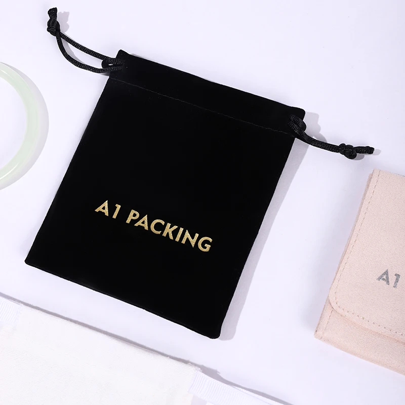 A1 Luxury Paper Jewelry Gift Bags Drawstring Pouch Storage Package Rings Necklaces Bracelets CMYK/Pantone Color Embossed Logo supplier