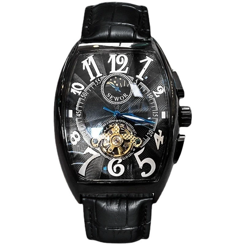 Luxury Automatic Moon Phase Skeleton Watch