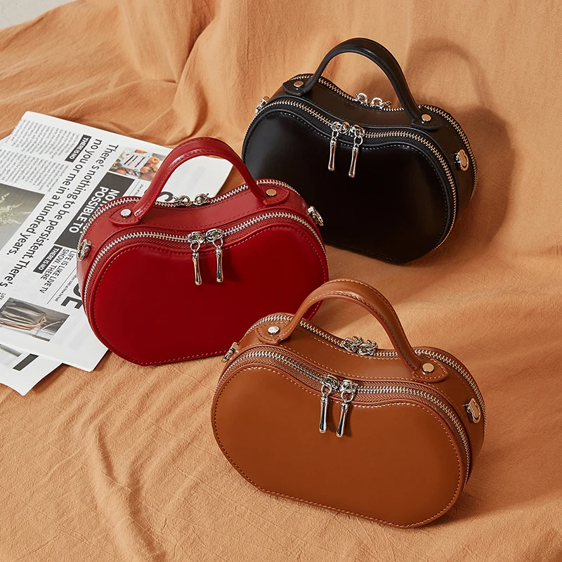 Factory Drop Shipping Wholesale Leather Tote Leather Customized Logo Women Handbag Apple Shaped Style Ladies Sling Shoulder Bag