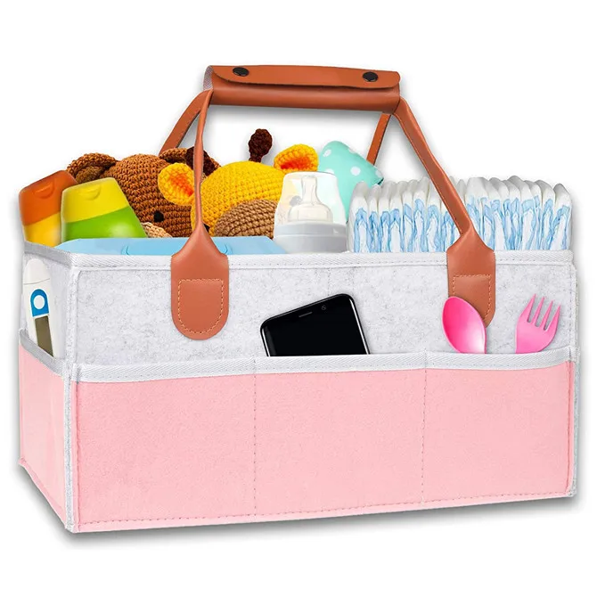 Felt Infant Baby Diaper Storage Nappy Nursery Organizer Basket Caddy Wipe Bag UK 