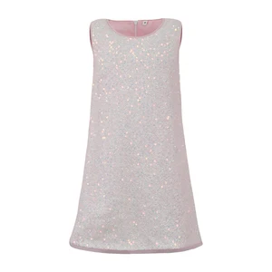 Customizable Adorable Girls Light pink Sleeveless Sequin Adorned Dress for Festive Parties Celebratory Occasions