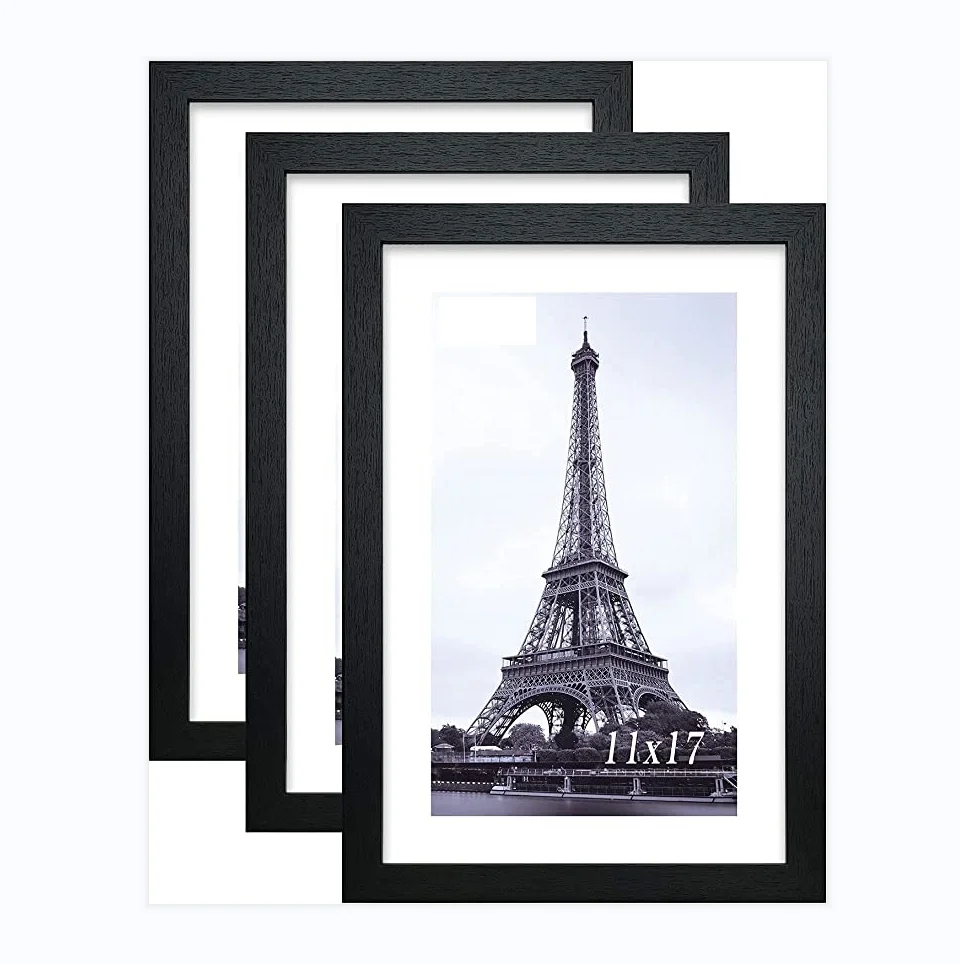Poster Frame 11x17 Set Of 3,Wood Black Picture Frame,Wall Gallery Photo