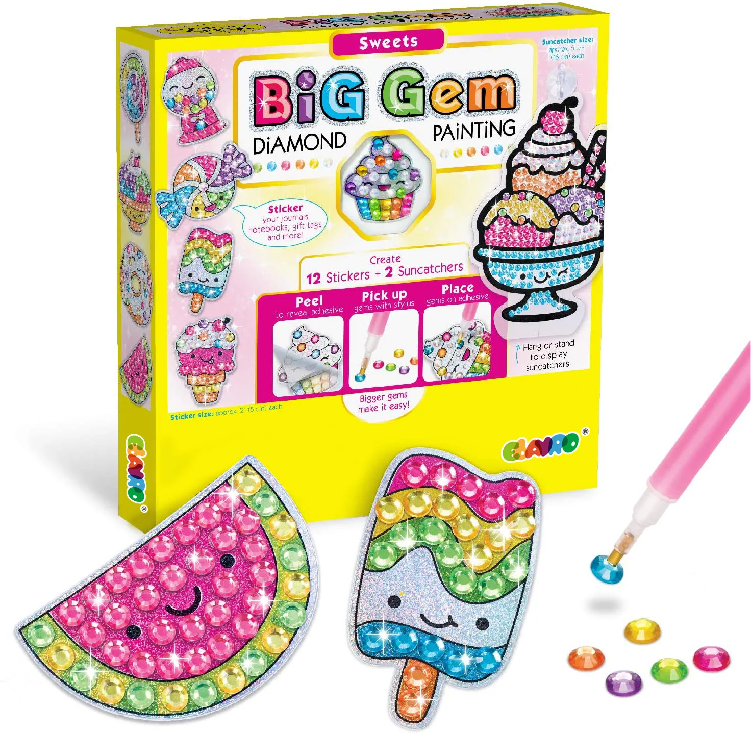 Luna Bear Big Gem Diamond Painting for Kids Creative Gift for Girls and Boys Art and Crafts Kits for Ages 6-12 Make Your own Diamond Painting Stickers with Suncatchers and Big Gem Stickers 