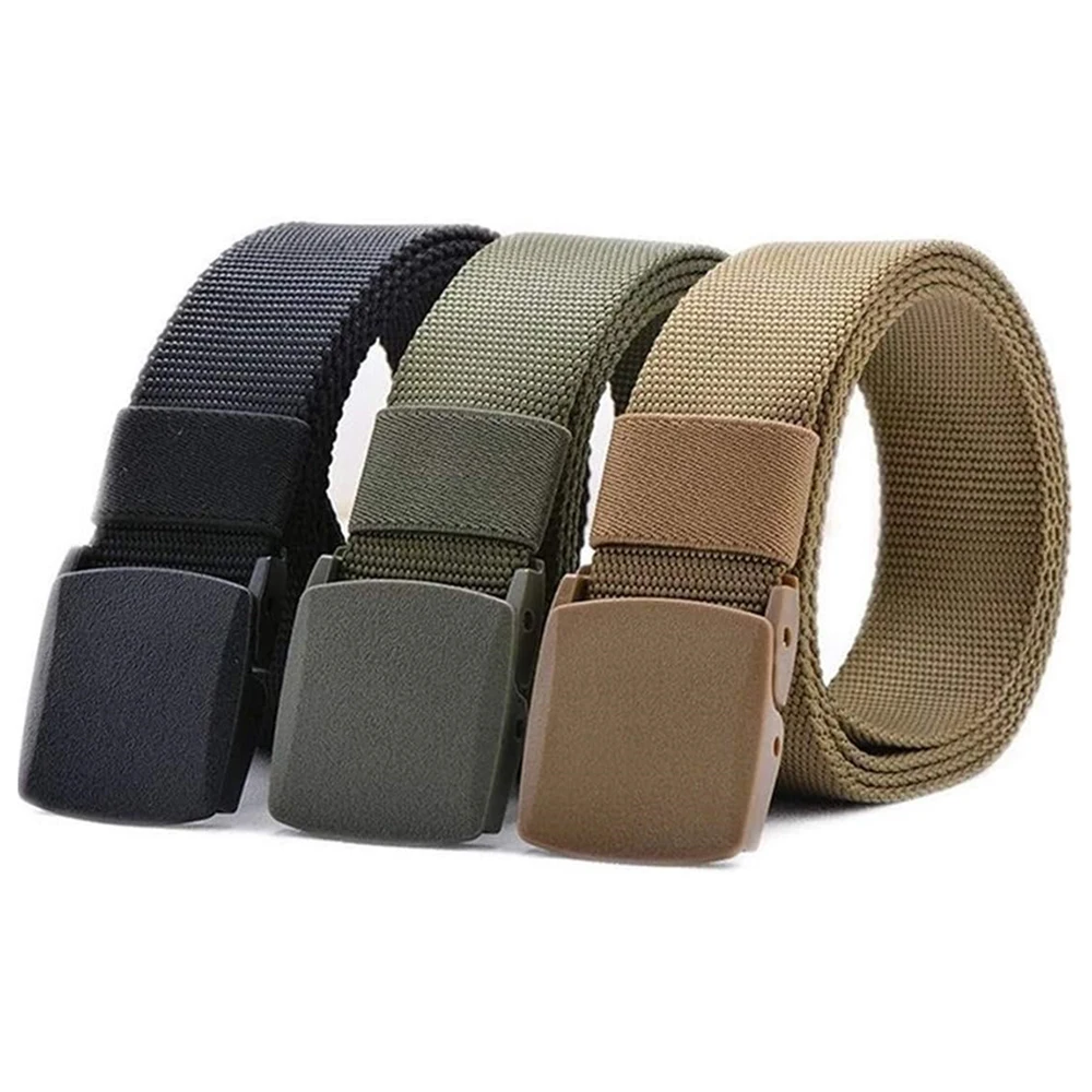 Wear-resistant Nylon Training Tactical Men Belt Webbing Canvas Outdoor Web Belt with Plastic Buckle Fits Pant