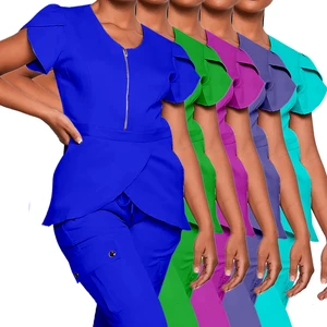 Comfortable Jogger Hospital Nursing Scrub Medical Clothing Uniforms Design Women Scrubs Sets Wholesale Private Label Woven