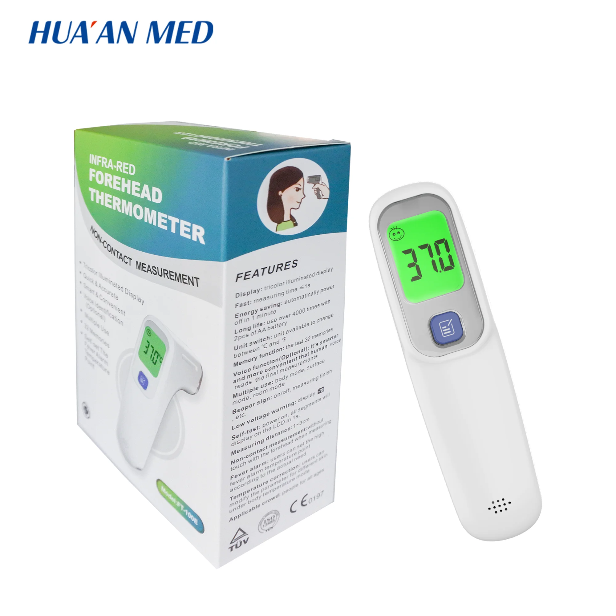 Handheld Infrared Forehead Thermometer Reader With Alarm & Memory Function