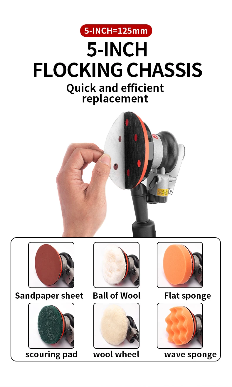 Car Sander Pneumatic 5"6" Dustless Sander For Wood Sander Sanding Car Polishing Pneumatic Car