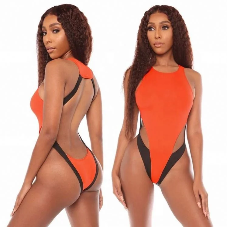 Orange and black swimsuit Clearance