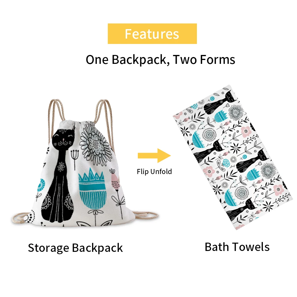 Hawaiian Beach Towel And Fabric Bags Custom Printing Convertible Beach