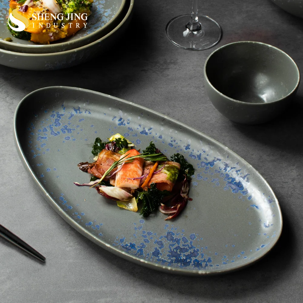 Dark Grey Matte Grey Plate Set Stone Lain Grao Stoneware Grey