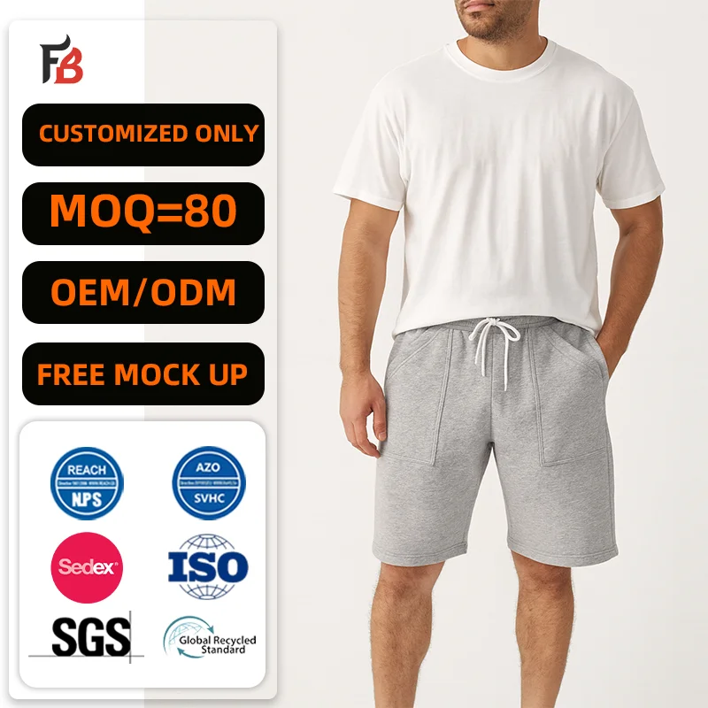FB Custom Men's Baggy Bermuda Sports Sweats Short Pants De Hombre High Quality Heavyweight 100% Cotton Running Shorts for Men