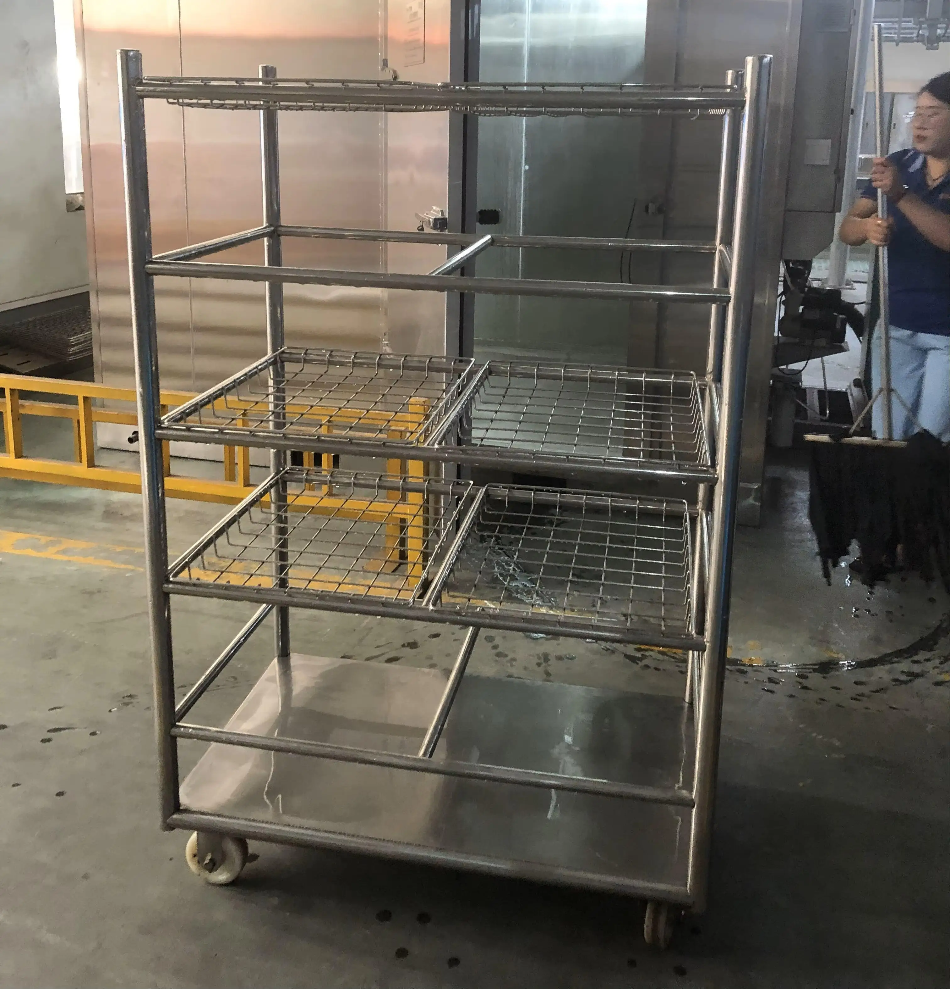 Stainless Steel Forced Freezer Trolley with Multi-Tier Pallet Rack for Refrigeration, Meat Processing and Freezer Applications