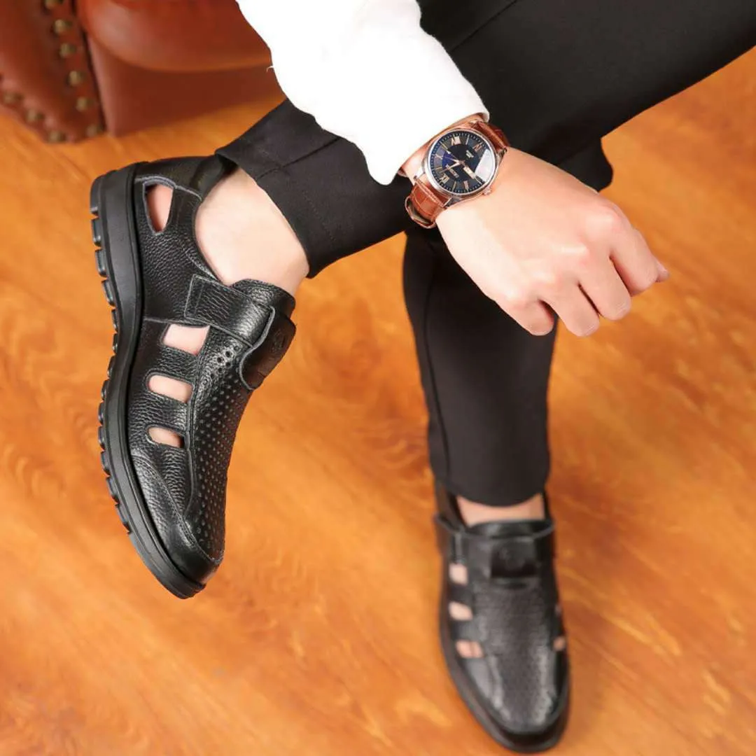 Summer Sandals Men New Genuine Leather Hollow Shoes Beach Style New Arrival Men Sandal