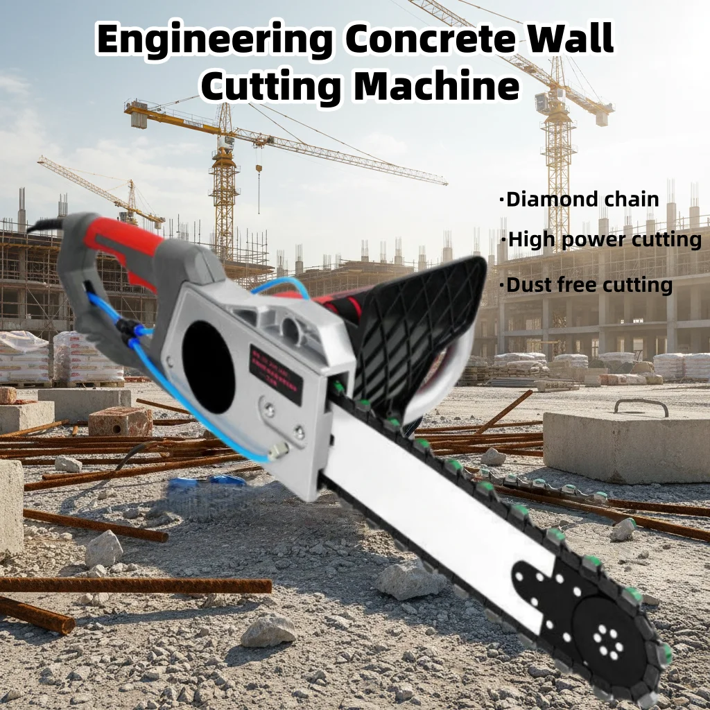 Electric Concrete Chainsaw Wall Cutter, Handheld Diamond Chainsaw with Water Supply