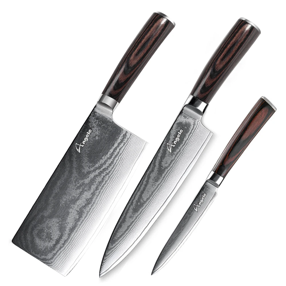 damascus steel 7 inch cleaver knife with pakka wood handle