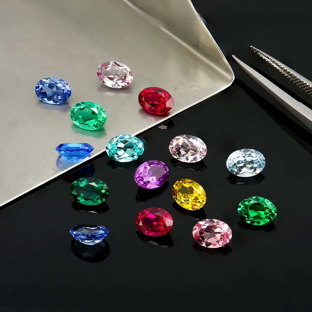 Oval Shape Lab Grown Blue Sapphire Gemstones Hydrothermal Lab Aquamarine for Jewelry Making