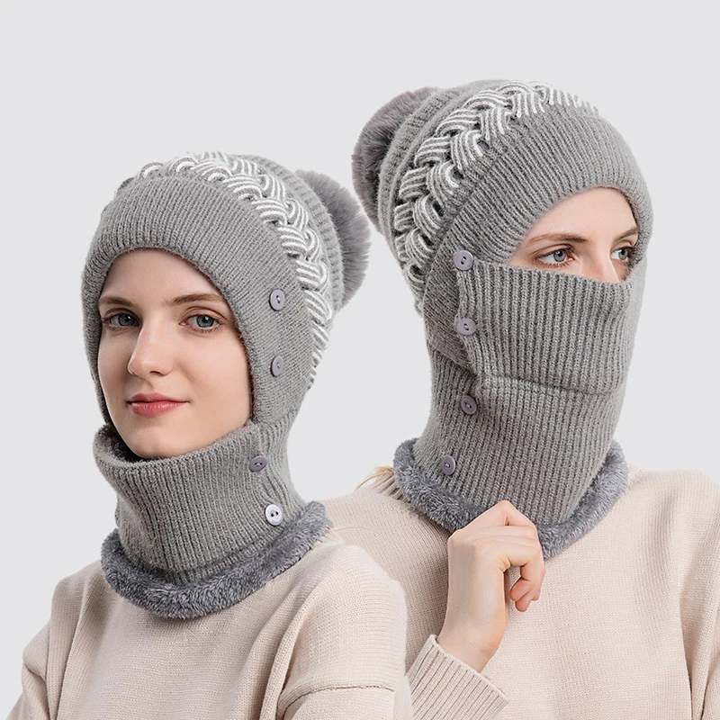 Passamontagna lavorato a maglia, berretto lavorato a maglia, passamontagna lavorato a maglia da donna, cappello con mascherina, regalo di Natale per lei - Italia