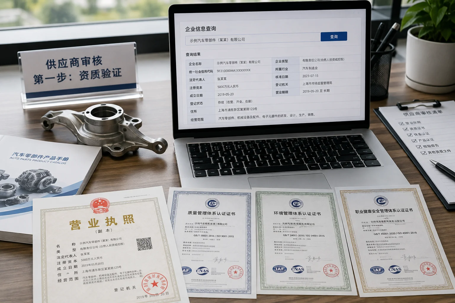 Checking a supplier business license and certification documents