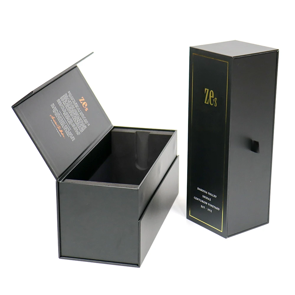 Direct Sales Competitive Price Paper Cardboard Drawer Style Single Liquor Wine Glasses Bottle Gift Packaging Box