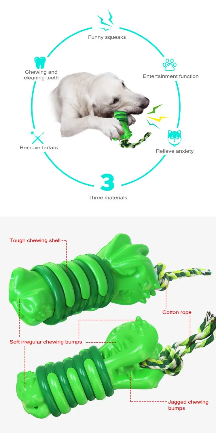 New Indestructible Interactive Dog Toys Grinding Teeth Cleaning Pet