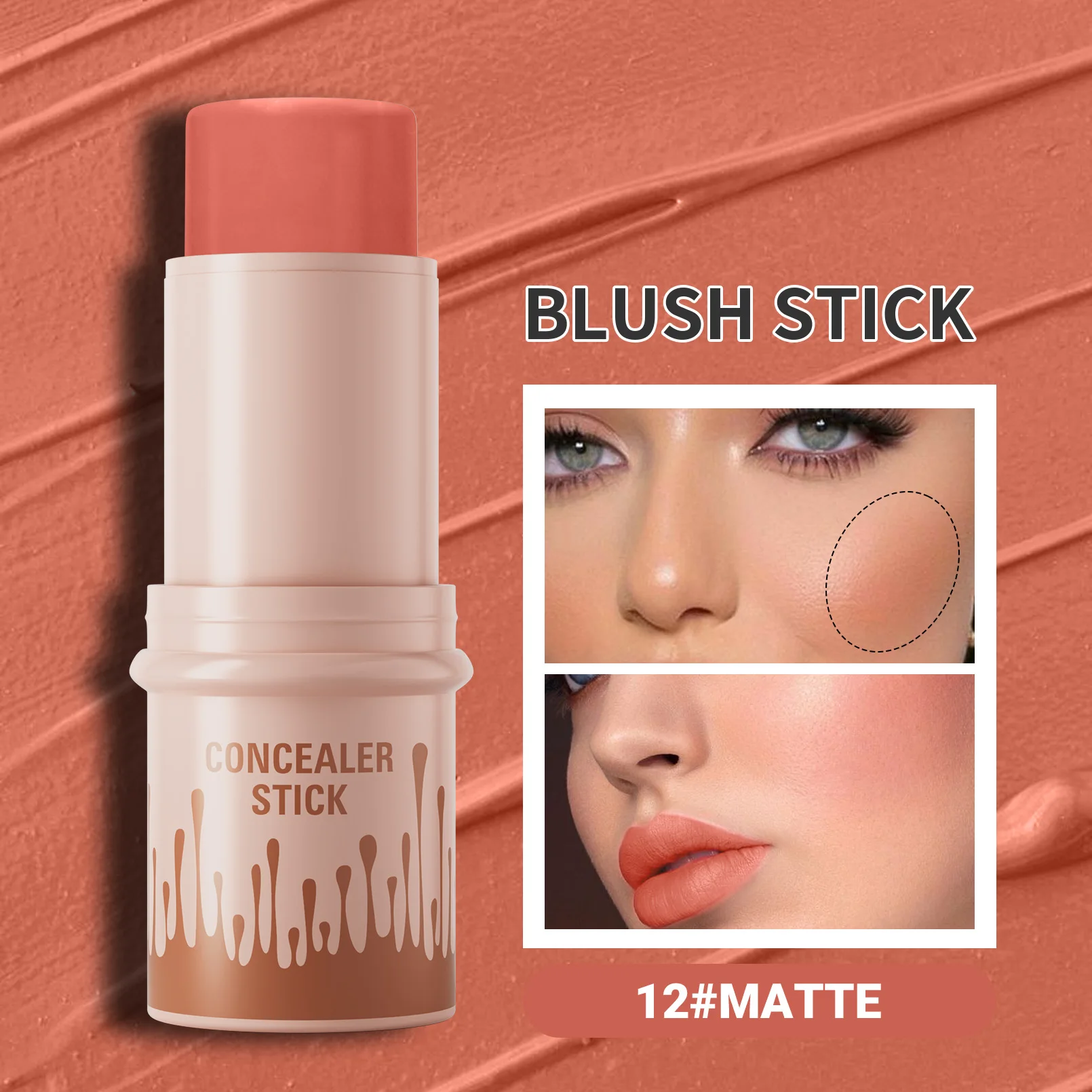 Cosmetics Rose Nude Soft Rosy Color for Your Lips and Cheeks Nude Neutral Tone Blusher Stick for Every Woman Face Makeup