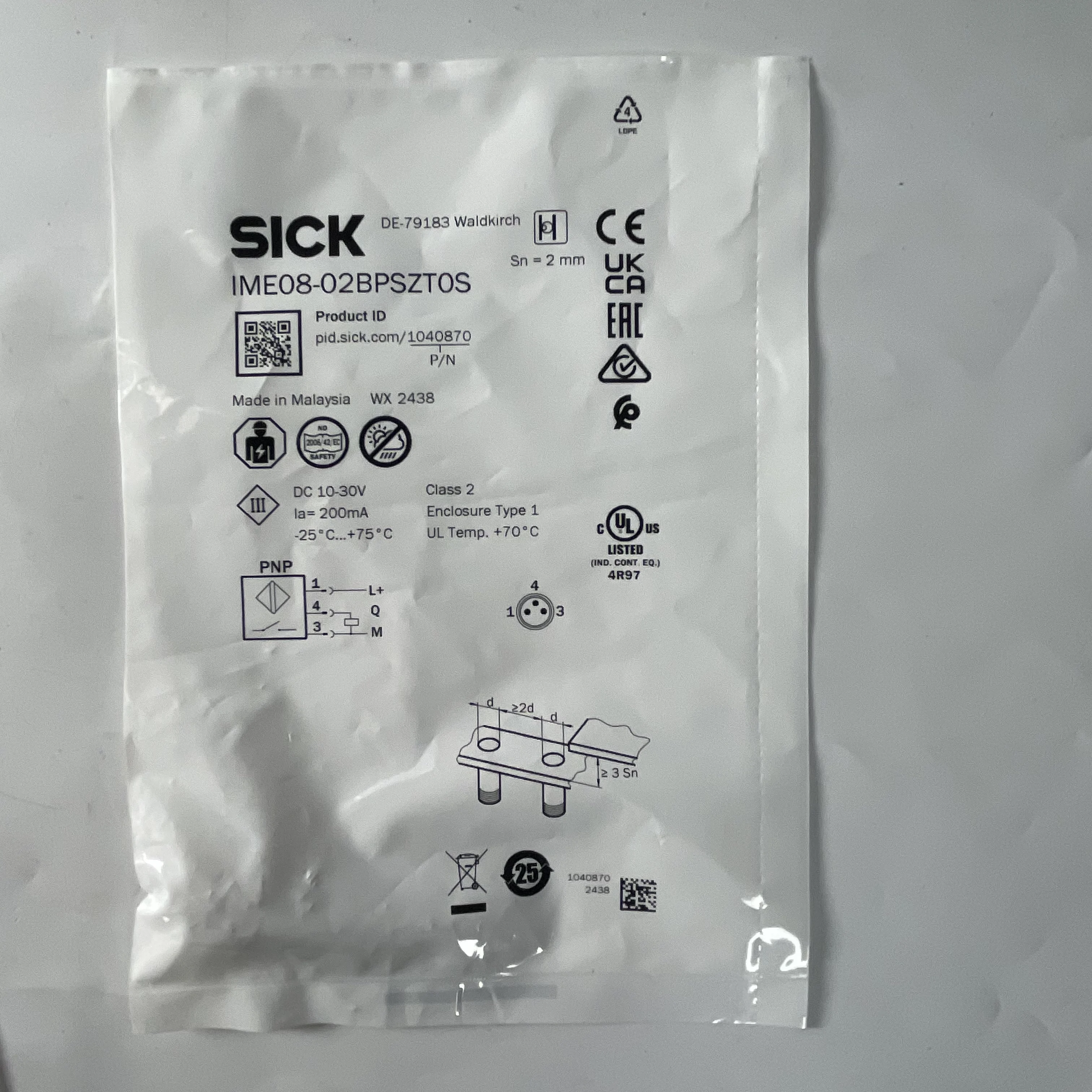 SICK Proximity Sensor IME08-02BPSZT0S SICK Proximity Sensor IME08-02BPSZT0S