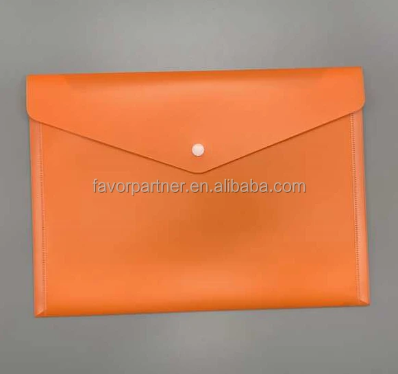 Custom Print A4 Size Plastic Document Bag Snap Button Pp Envelope File ...