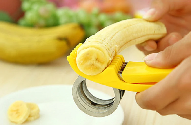 Popular Kitchen Accessories Cooking Tool Stainless Steel Fruit Salad Peeler Cutter Banana Slicer For Home