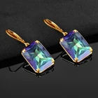 Jewelry Mystic 2021 Gold Jewelry 14k Dangle Earrings For Women Rainbow Mystic Topaz Silver 925 Big Earrings Rectangle Punk Fine Jewelry