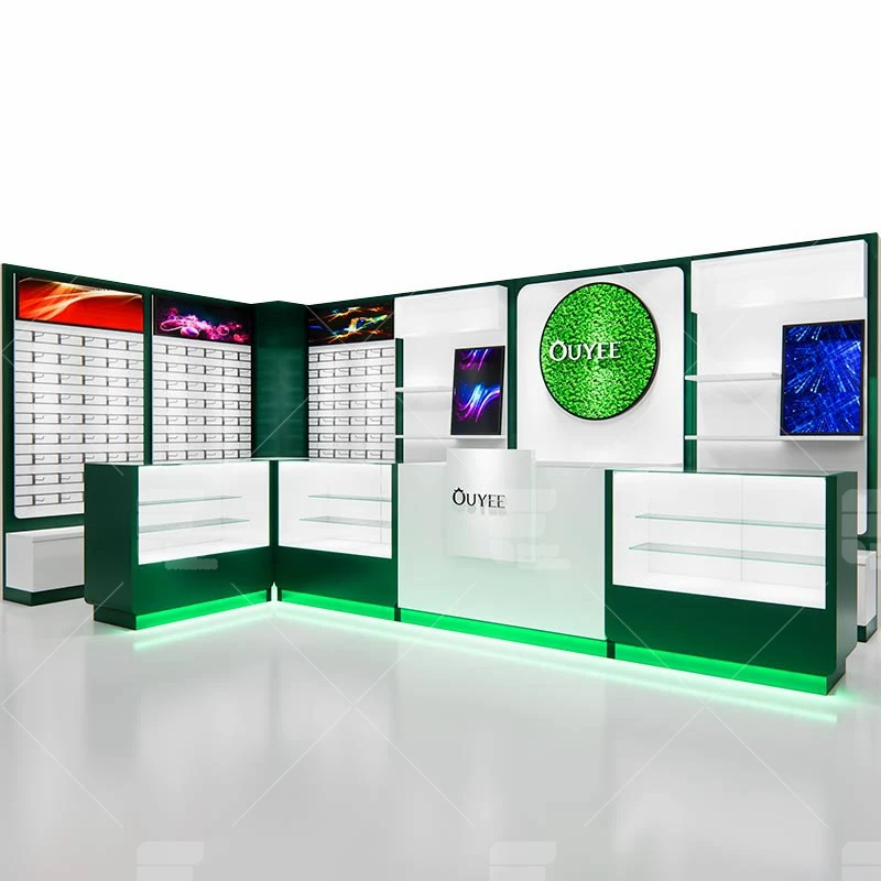 Stylish Smoking Shop Showcase Checkout Counter Tobacco Shop Led Wall Dispensary Furniture for Smoke Shop
