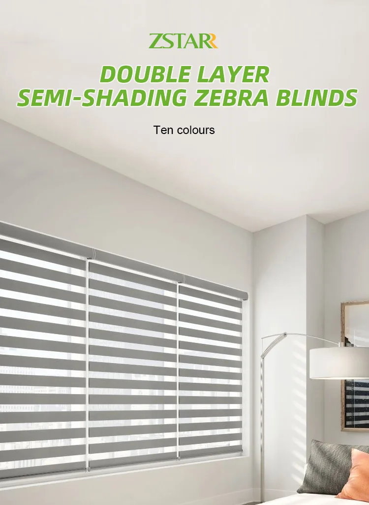 smart home voice app control automatic Electric roller blind motorized shutter Double layer blackout Motorized zebra blinds
