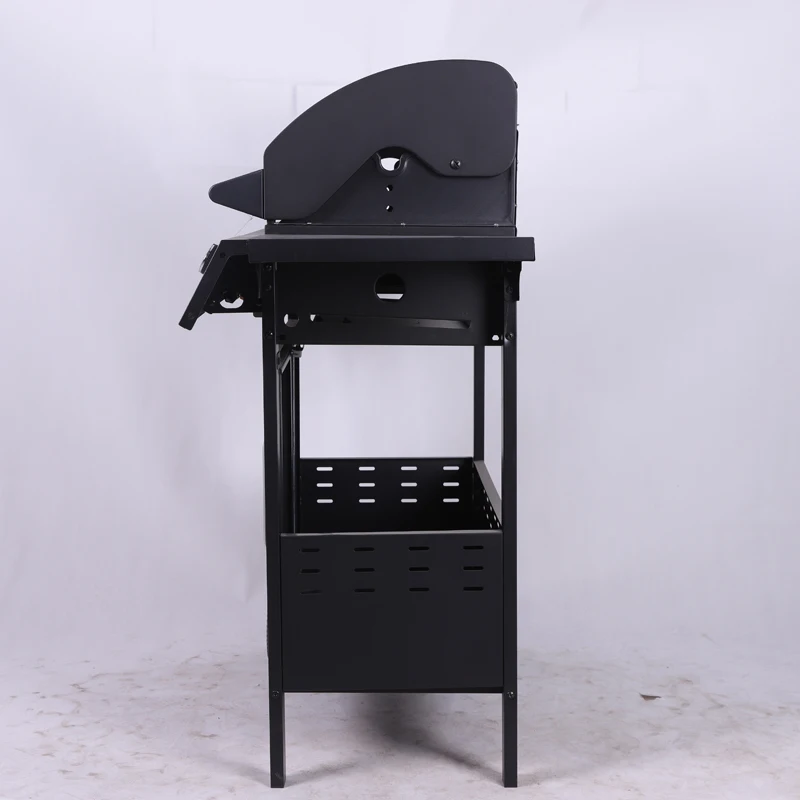 product 4 burner outdoor black gas bbq grill with cabinets wheels camping smoker gas propane barbecue grill-3