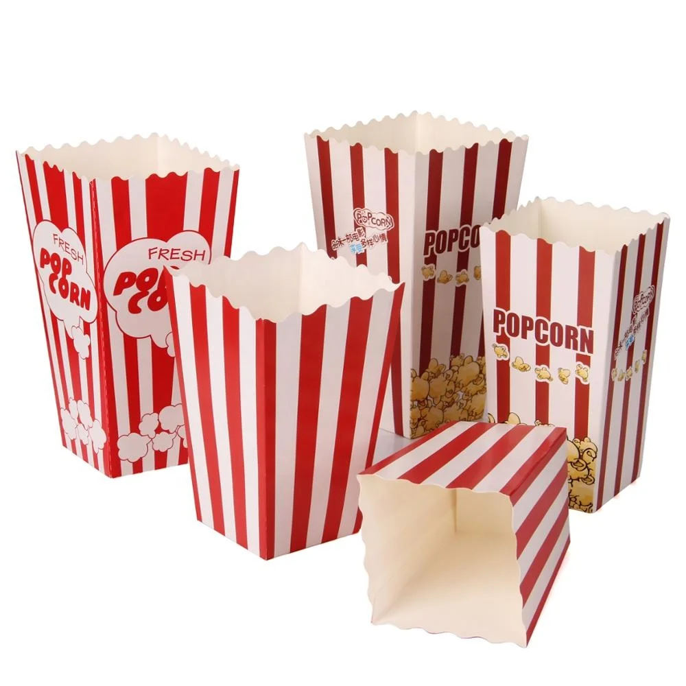 Custom disposable printed popcorn paper packaging box for cinema,Disposable customised paper popcorn bucket,paper popcorn box