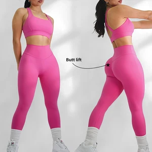 Custom Sports Bra High Waisted Butt Lift Yoga Leggings Fitness Workout Clothing Leggings Yoga Sets Women