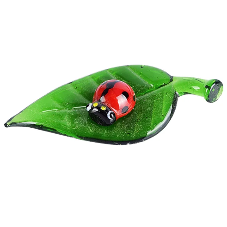 ガラスチャーム赤いてんとう虫ミニチュア小さな昆虫の置物