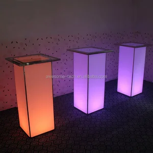 Nightclub/KTV LED Acrylic Outdoor Furniture Illuminated High Bar Table
