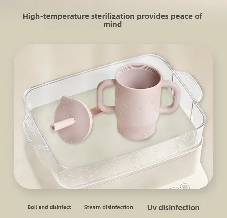 American Style Anti-Scalding Silicone Straw Cup Double-Ear Drop-Resistant High-Temperature-Resistant Snack Cup for Baby Learning manufacture