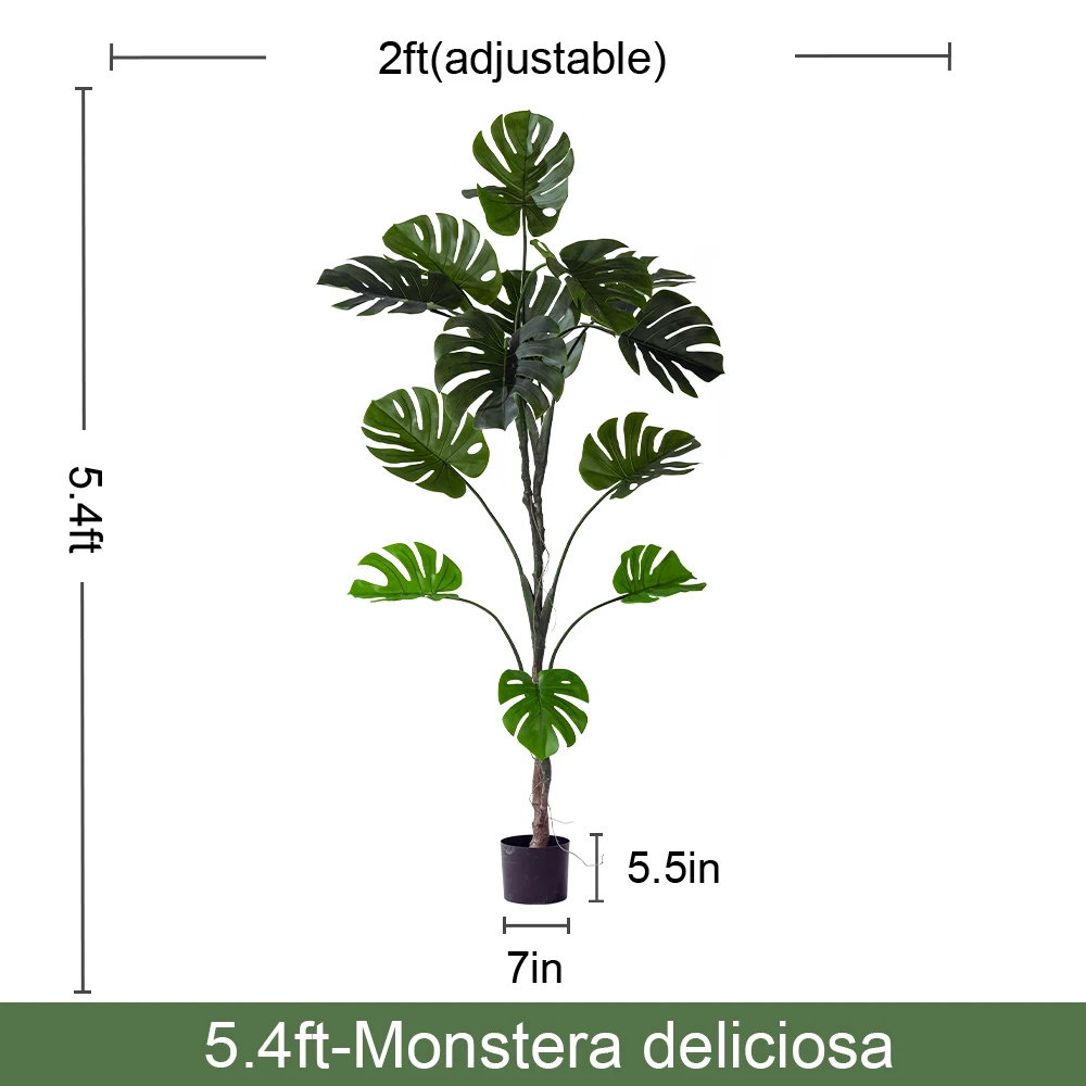 Modern Large Monstera Artificial Trees Realistic Silk Plastic Grass Faux for Indoor Outdoor Hotel Office Decor UV Landscape factory
