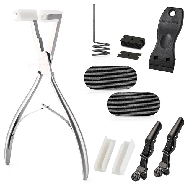 GlamorDove Tape-in Extensions Tools Kit With Tape Sealing Pliers, Tape Removal tools, Hair Clips