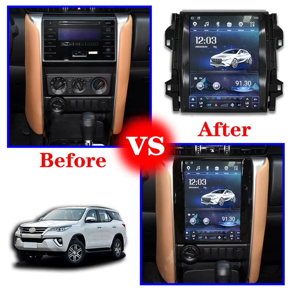 12.1" Vertical Screen Gps Navigation Android Car Radio for Toyota Fortuner HILUX Revo 2016-2020 Carplay 4G DSP Car Stereo