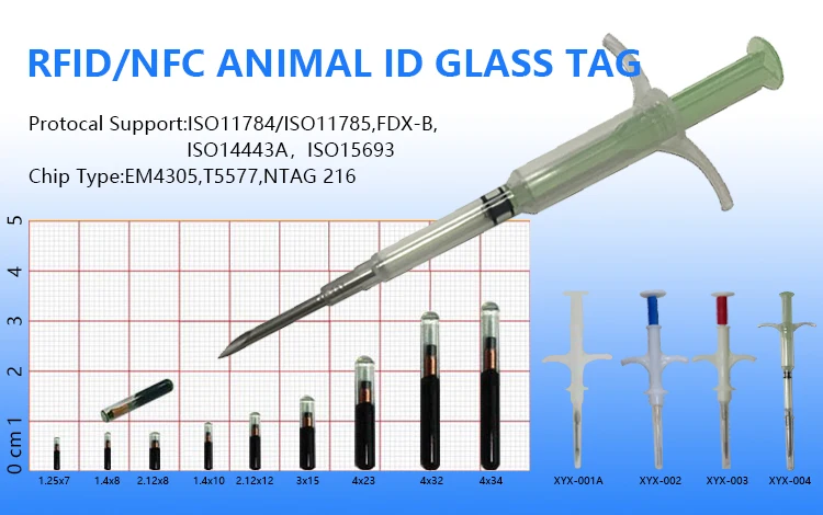 Injectable Glass Fish Tracking Chips RFID Dog Animal ID Pet Microchip Tag