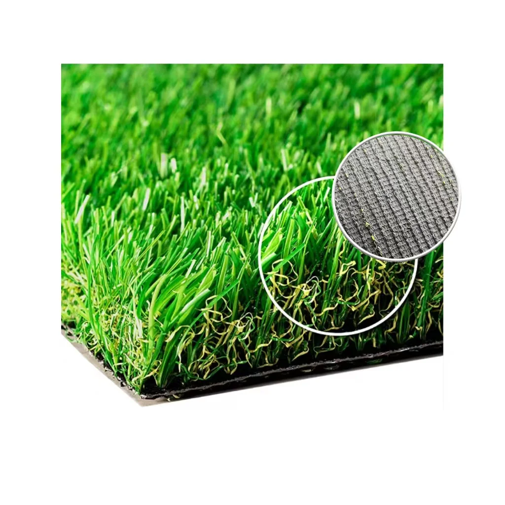 Fire farger 40 mm kunstig landskapsgress Miljøvennlig utendørs syntetisk plenteppe for tennissporthageapplikasjoner