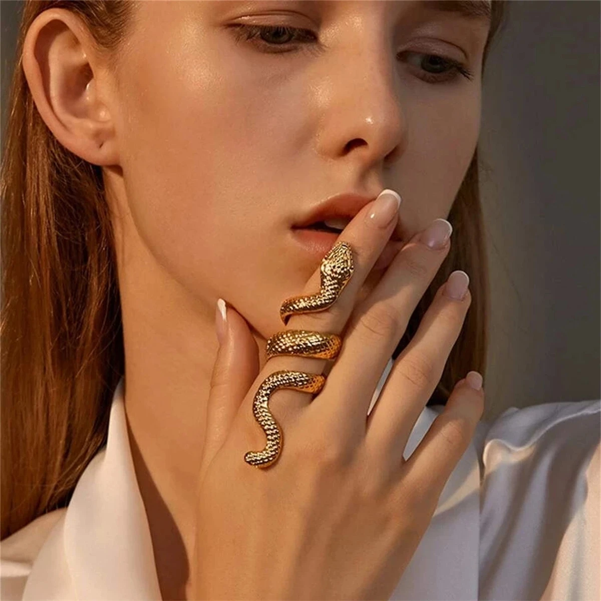 Punk Style Retro Snake Ring Alloy Jewelry for Men Women