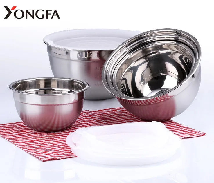 Mirror Polish Kitchen Mixing Bowl Stainless Steel Bowl Set for Mixing Salad With or Without Lids FREE Sample - Image 2