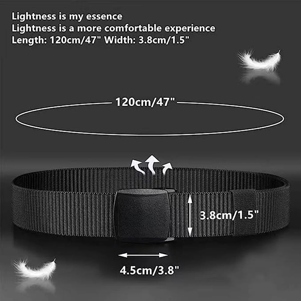 Wear-resistant Nylon Training Tactical Men Belt Webbing Canvas Outdoor Web Belt with Plastic Buckle Fits Pant