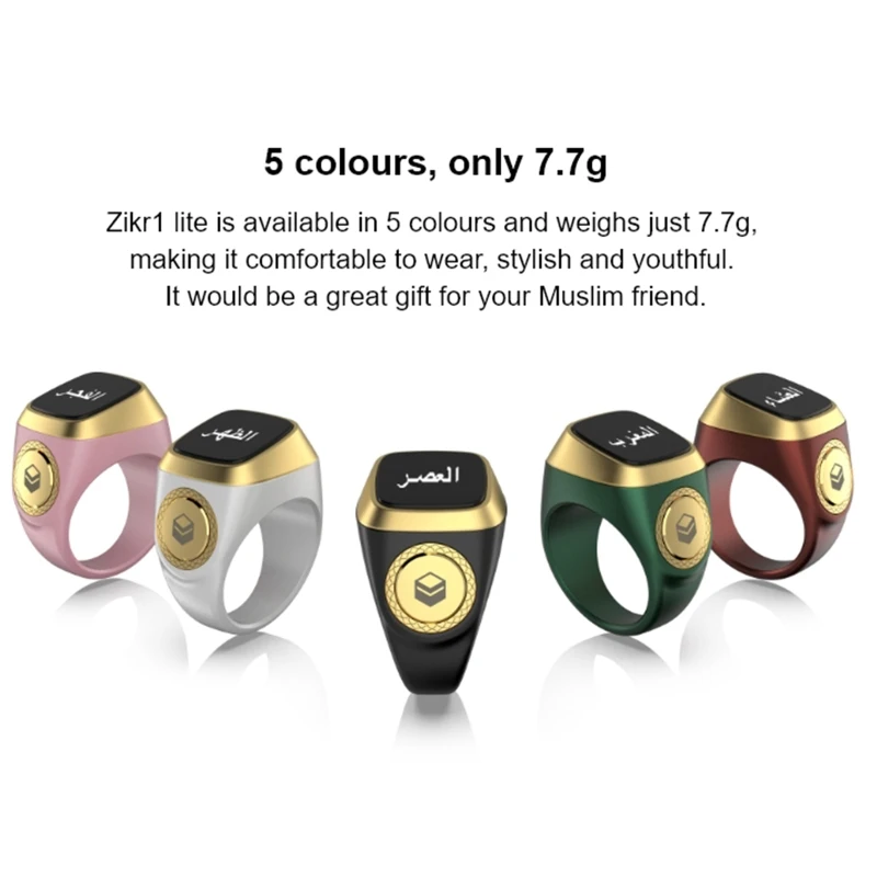 Zikr Ring IQIBL Smart Ring for Muslim Prayers Including a Reminder of the Five Daily Prayers Iqibla Smart Tasbih Zikr Ring