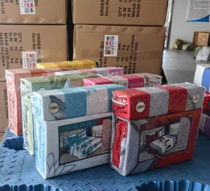 Luxury Bedding Sets Solid Plant Floral Leaves Patterns 6PCS Fitted Sheet King Size Bed Sheet Wholesale Cheap Price