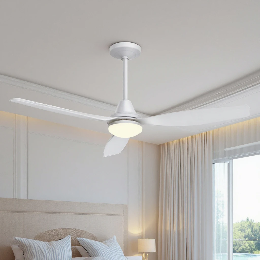 48inch Plastic BLDC Ceiling Fan with LED Light 110V-220V 3 Blades No Noise Home Hotel INMETRO Brazil Energy Saving Ceiling Fan