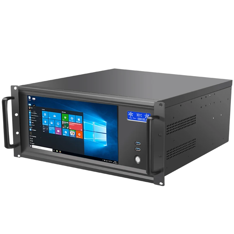OEM 5U 19 Inch Rack Mount Industrial Server Case with 13.3" LCD Touch HD Screen ATX Server Chassis with Fan Stock